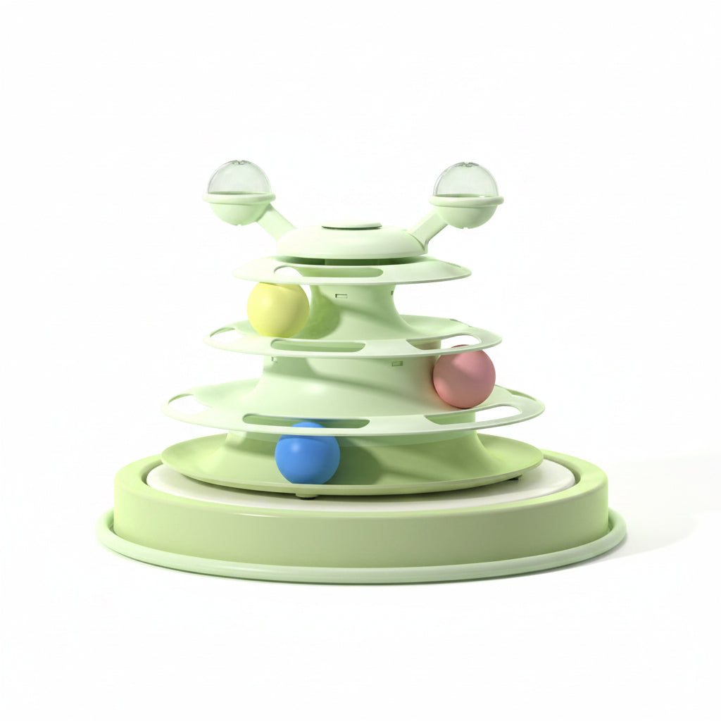 4 Levels Cat Toy Tower Turntable Roller Balls Toys Interactive Intelligence Pets Toys Training Track Puzzle Funny Games Accessories Pet Products..................