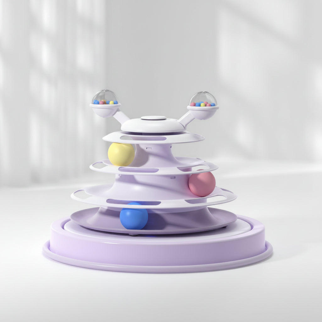 4 Levels Cat Toy Tower Turntable Roller Balls Toys Interactive Intelligence Pets Toys Training Track Puzzle Funny Games Accessories Pet Products.................