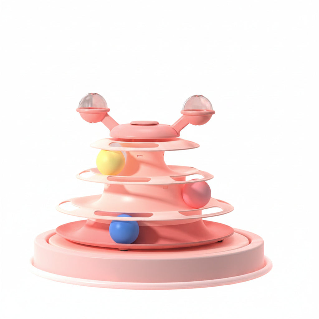 4 Levels Cat Toy Tower Turntable Roller Balls Toys Interactive Intelligence Pets Toys Training Track Puzzle Funny Games Accessories Pet Products................