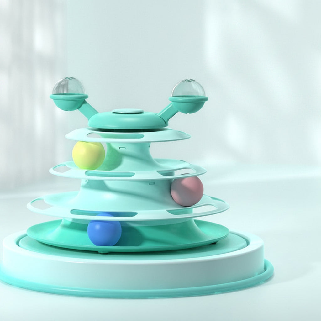 4 Levels Cat Toy Tower Turntable Roller Balls Toys Interactive Intelligence Pets Toys Training Track Puzzle Funny Games Accessories Pet Products...............