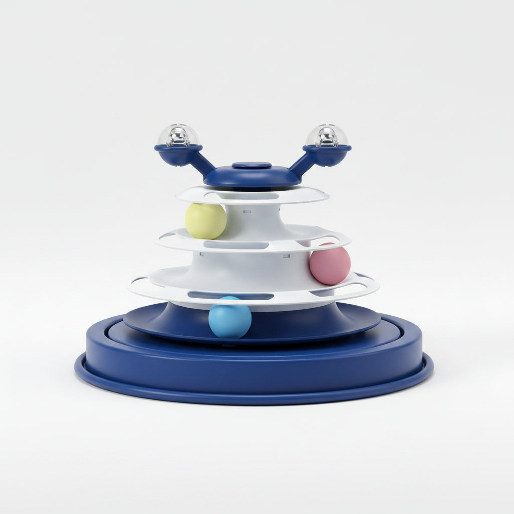 4 Levels Cat Toy Tower Turntable Roller Balls Toys Interactive Intelligence Pets Toys Training Track Puzzle Funny Games Accessories Pet Products..............