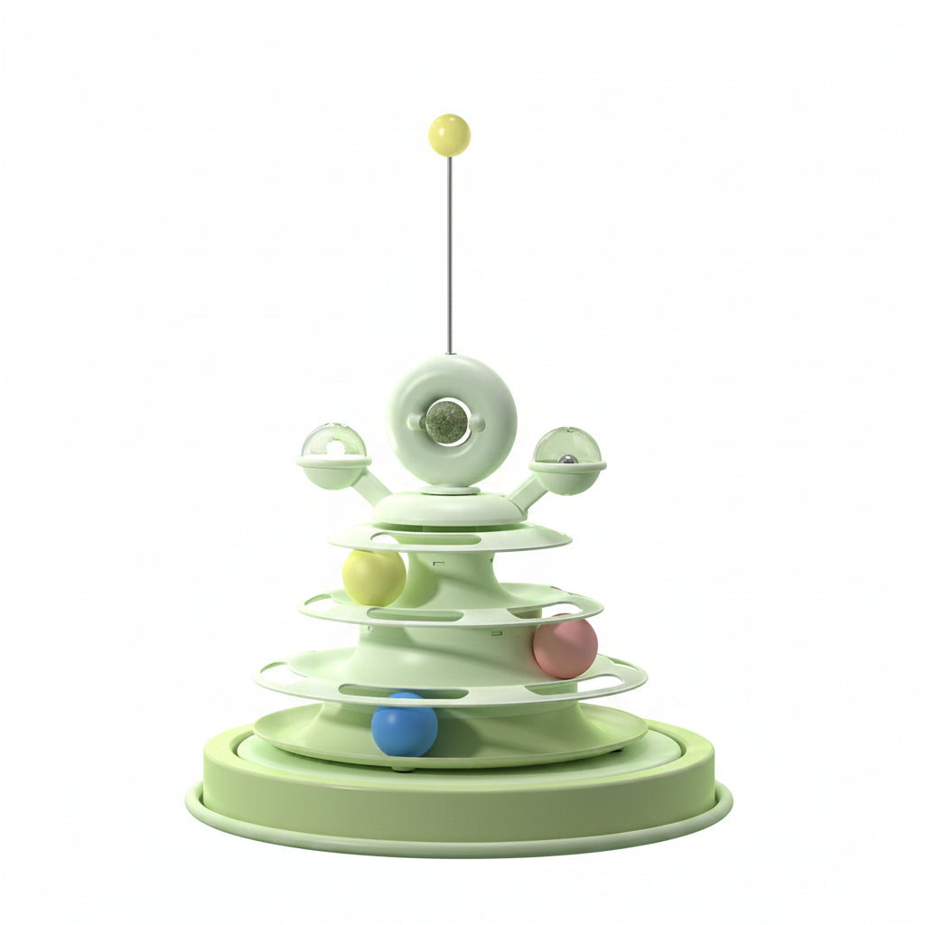 4 Levels Cat Toy Tower Turntable Roller Balls Toys Interactive Intelligence Pets Toys Training Track Puzzle Funny Games Accessories Pet Products.............