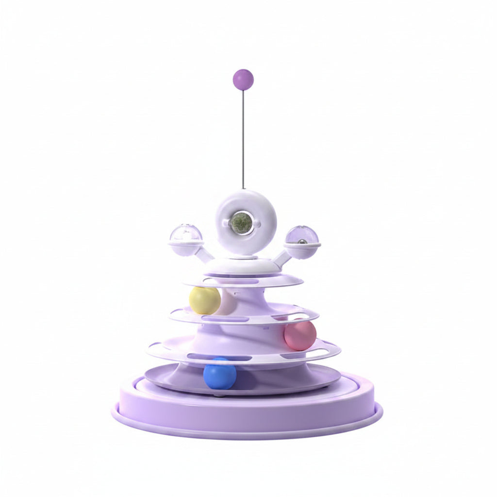 4 Levels Cat Toy Tower Turntable Roller Balls Toys Interactive Intelligence Pets Toys Training Track Puzzle Funny Games Accessories Pet Products............