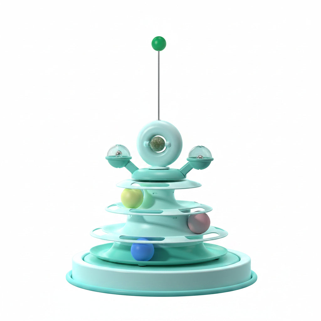4 Levels Cat Toy Tower Turntable Roller Balls Toys Interactive Intelligence Pets Toys Training Track Puzzle Funny Games Accessories Pet Products..........