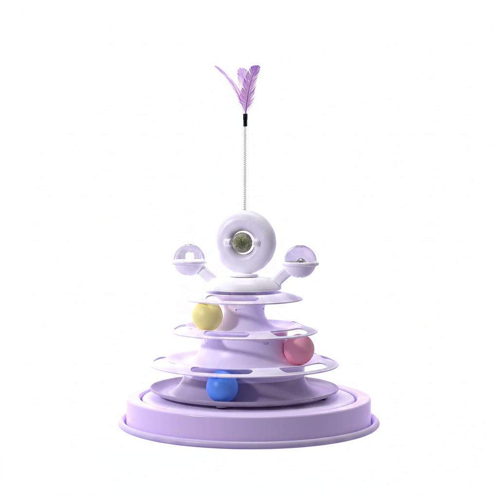 4 Levels Cat Toy Tower Turntable Roller Balls Toys Interactive Intelligence Pets Toys Training Track Puzzle Funny Games Accessories Pet Products.......