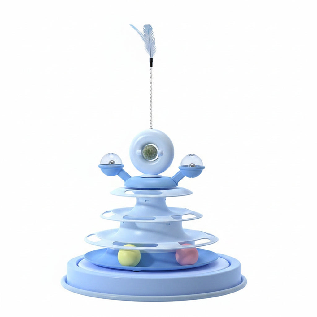 4 Levels Cat Toy Tower Turntable Roller Balls Toys Interactive Intelligence Pets Toys Training Track Puzzle Funny Games Accessories Pet Products....