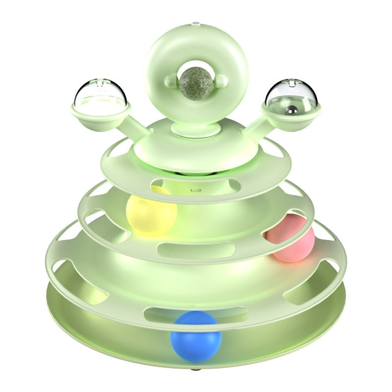 4 Levels Cat Toy Tower Turntable Roller Balls Toys Interactive Intelligence Pets Toys Training Track Puzzle Funny Games Accessories Pet Products...